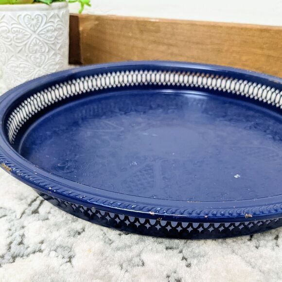 Metal Vintage Round Decorative Tray - Picture 2 of 7